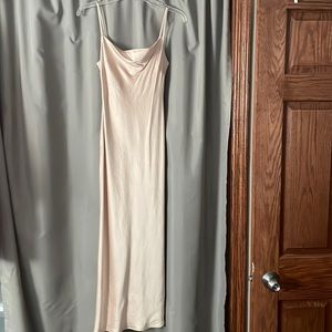 Gold satin cowl neck dress